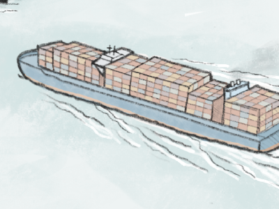 Thumbnail showing an illustration of the container ship that caused the Francis Scott Key Bridge collapse in Baltimore, Maryland in March 2024.