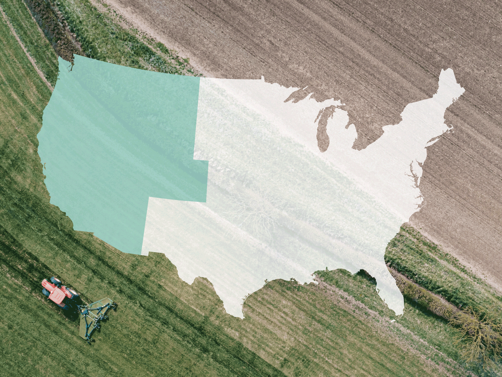Thumbnail for protected lands story showing map of U.S. over cropland.