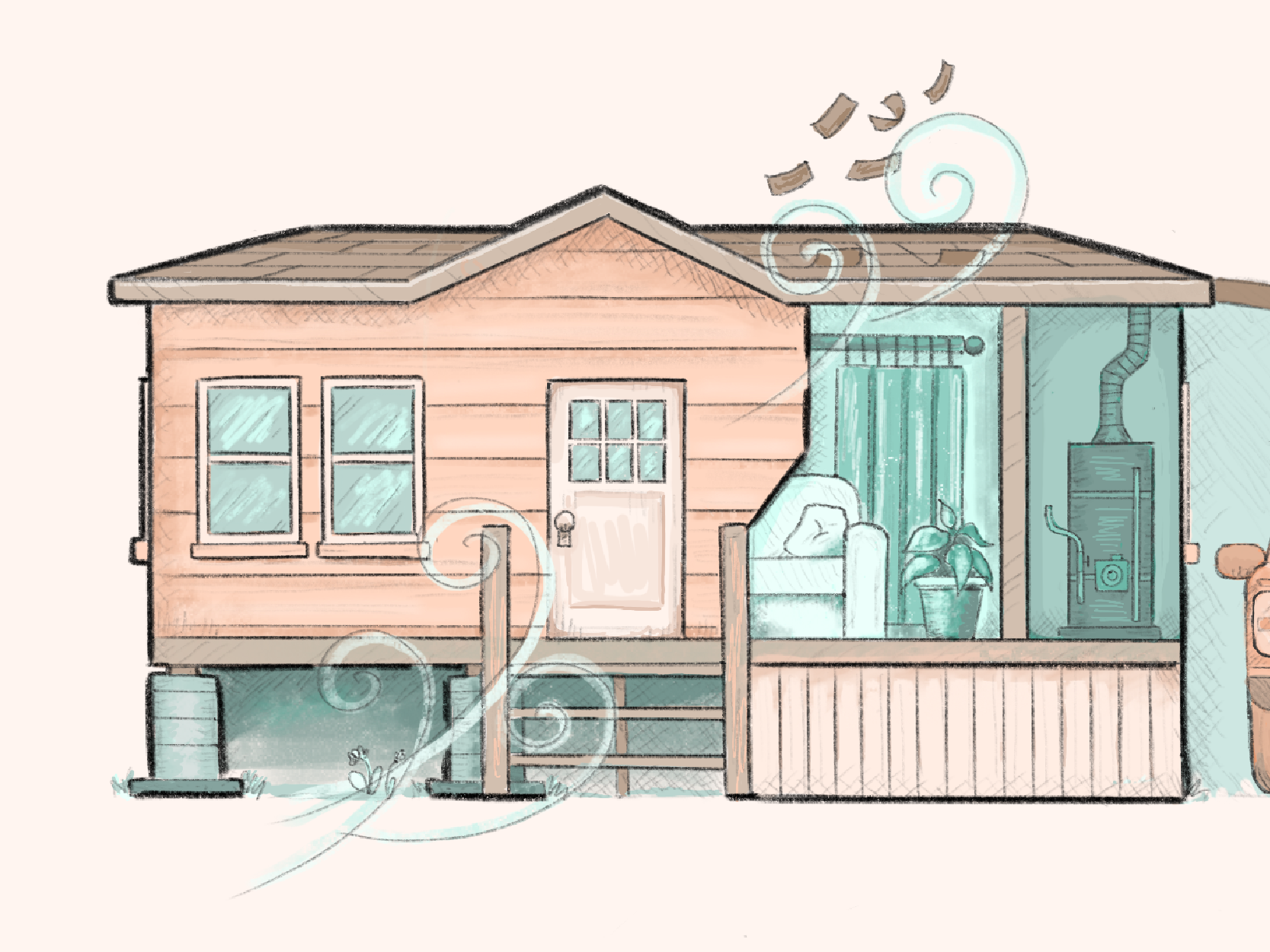 Thumbnail showing an illustration of a home during windy conditions.